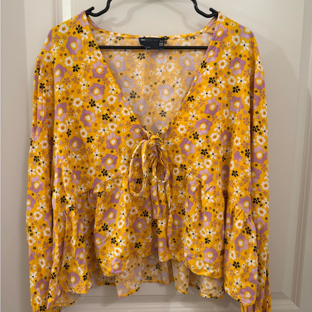 Floral Tie-Front Women's Top